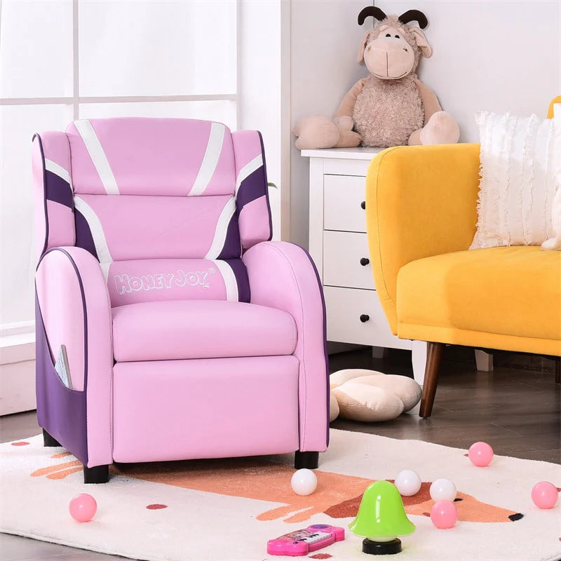 Kids Recliner Chair, Adjustable PU Leather Gaming Sofa with Footrest, Lumbar Support & Side Pockets - Product image 3