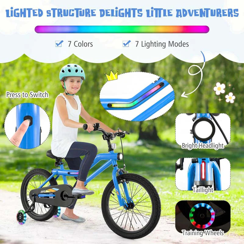 16/18 Inch LED Lighted Kids Bike with Training Wheels, Headlight, Adjustable Seat & Dual Brakes - Product image 42