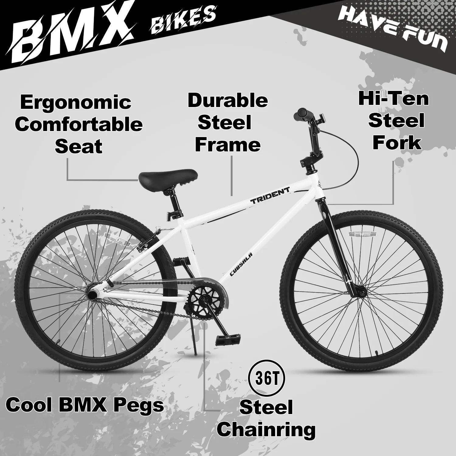 Cubsala 24 in BMX Race Bike Trident Bicycles Beginner - Level to Advanced Riders with 2 Pegs Trick Cycling - Product image 21