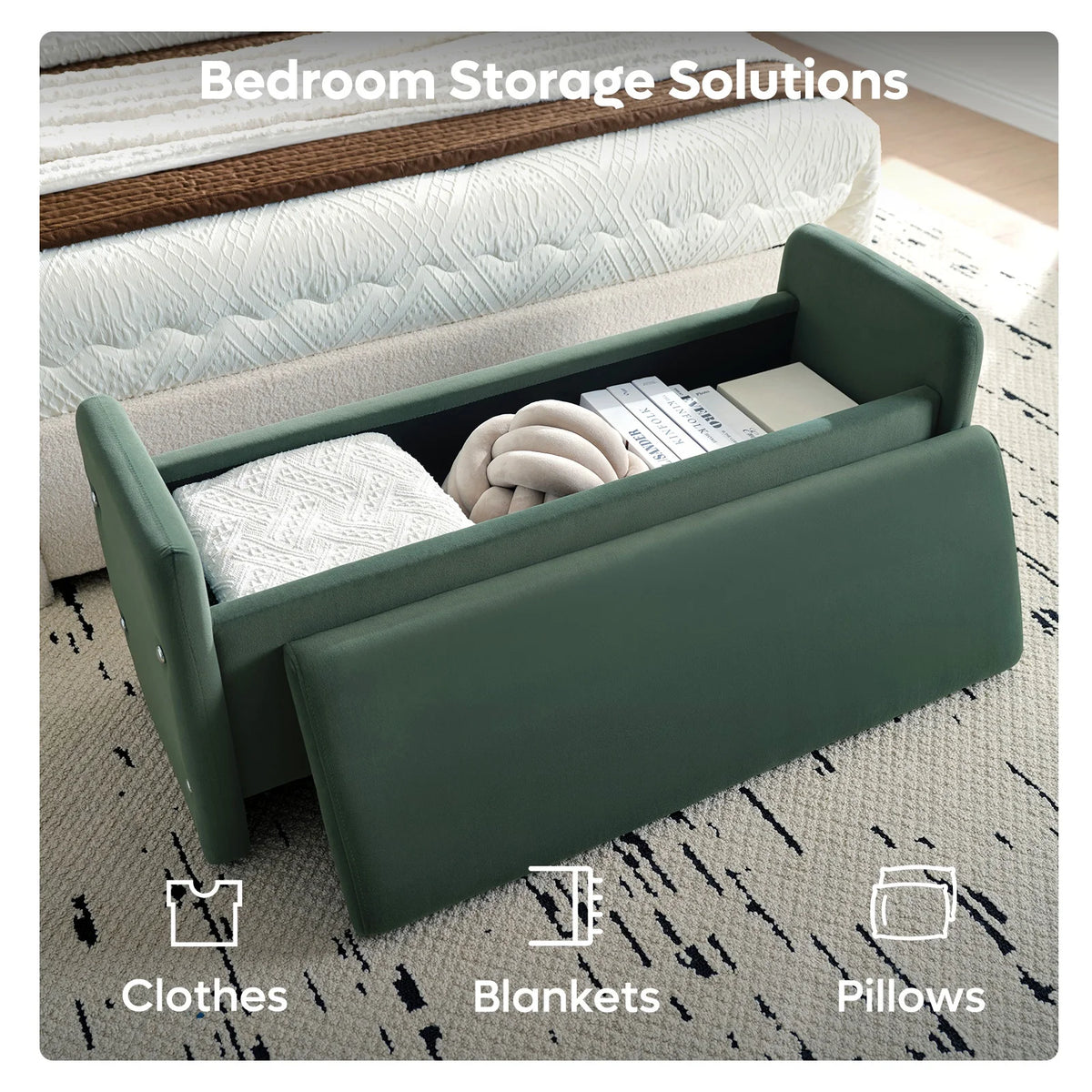 Pinmoco 44" Storage Ottoman Bench, Upholstered Entryway Bench with Storage End of Bed Bench for Bedroom& - Product image 25