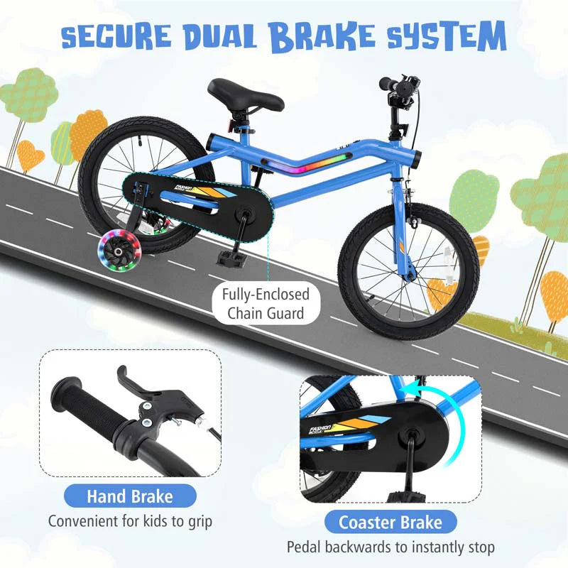 16/18 Inch LED Lighted Kids Bike with Training Wheels, Headlight, Adjustable Seat & Dual Brakes - Product image 49