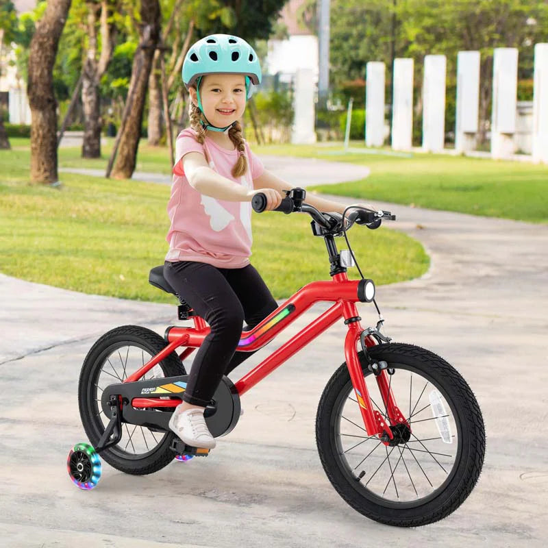 16/18 Inch LED Lighted Kids Bike with Training Wheels, Headlight, Adjustable Seat & Dual Brakes - Product image 10