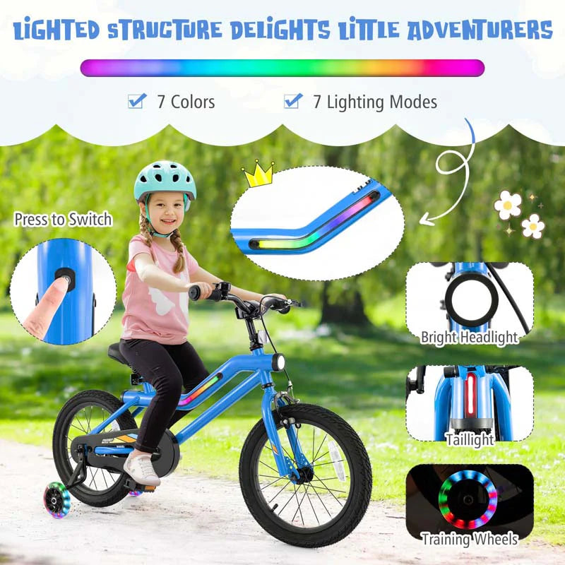 16/18 Inch LED Lighted Kids Bike with Training Wheels, Headlight, Adjustable Seat & Dual Brakes - Product image 51