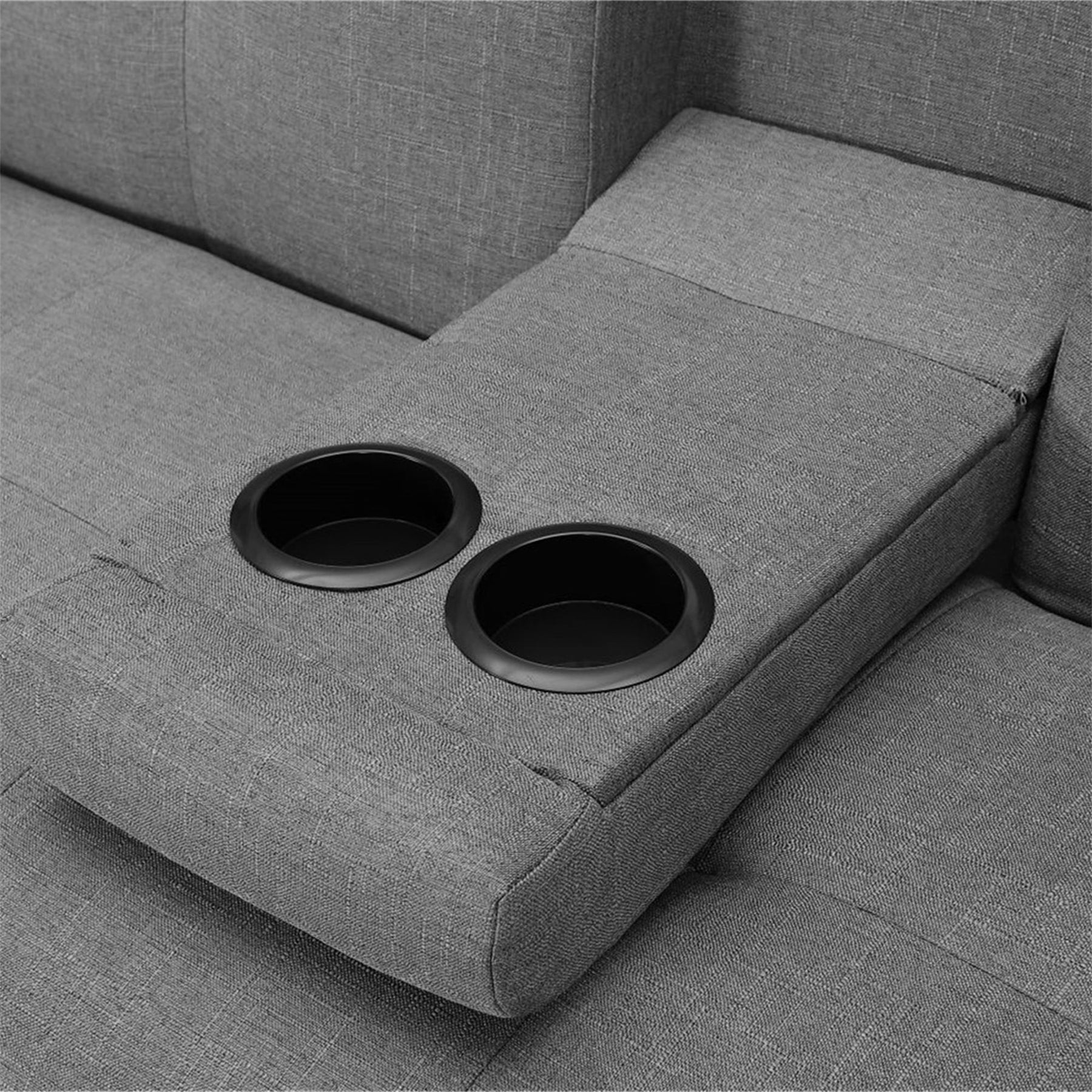 Aukfa 75" Square Arm Futon Convertible Sofa Bed for Home Office, 2 Cup Holders, Linen, Dark Gray - Product image 84