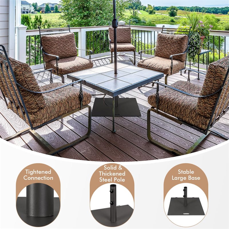 50 LBS Heavy Duty Patio Umbrella Base Stand, 24" Square Steel Outdoor Umbrella Weight with Wheels & 2 - Product image 17