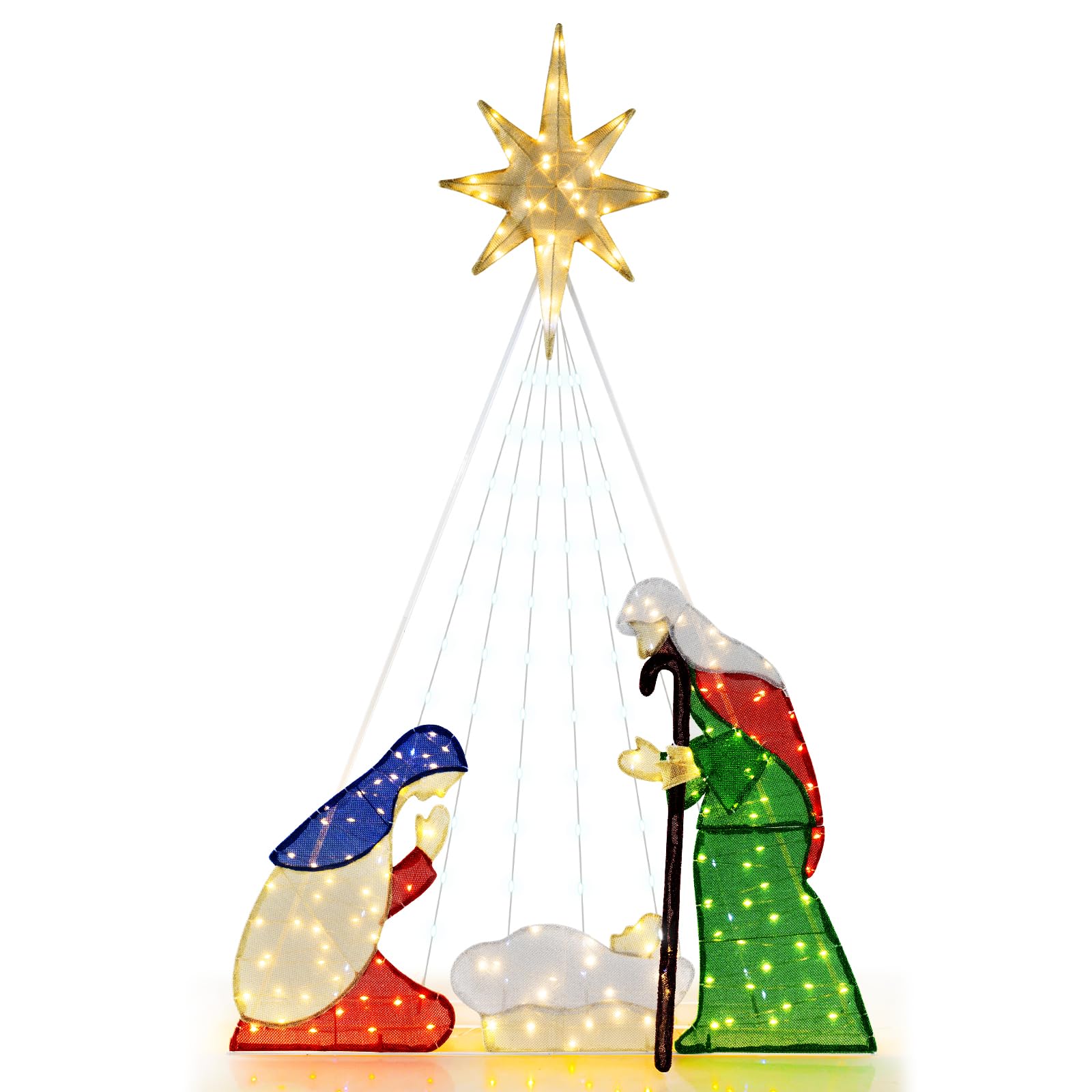 Tangkula 6 FT Christmas Lighted Nativity Scene Set, Pre-Lit Xmas Scene with 240 LED Lights - Product image 1