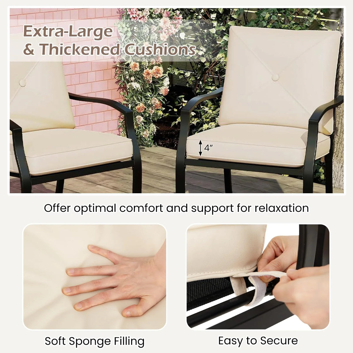 Tangkula Metal Outdoor Dining Chair Set of 2/4 Stackable Patio Chairs w/Armrests - Product image 5