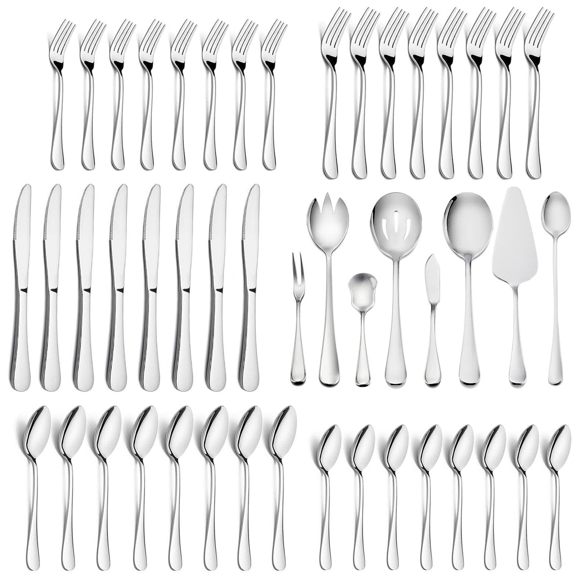 HaWare 48 Pieces Silverware Set with Serving Utensils, Stainless Steel Fancy Flatware Cutlery Set for 8 - Product image 1