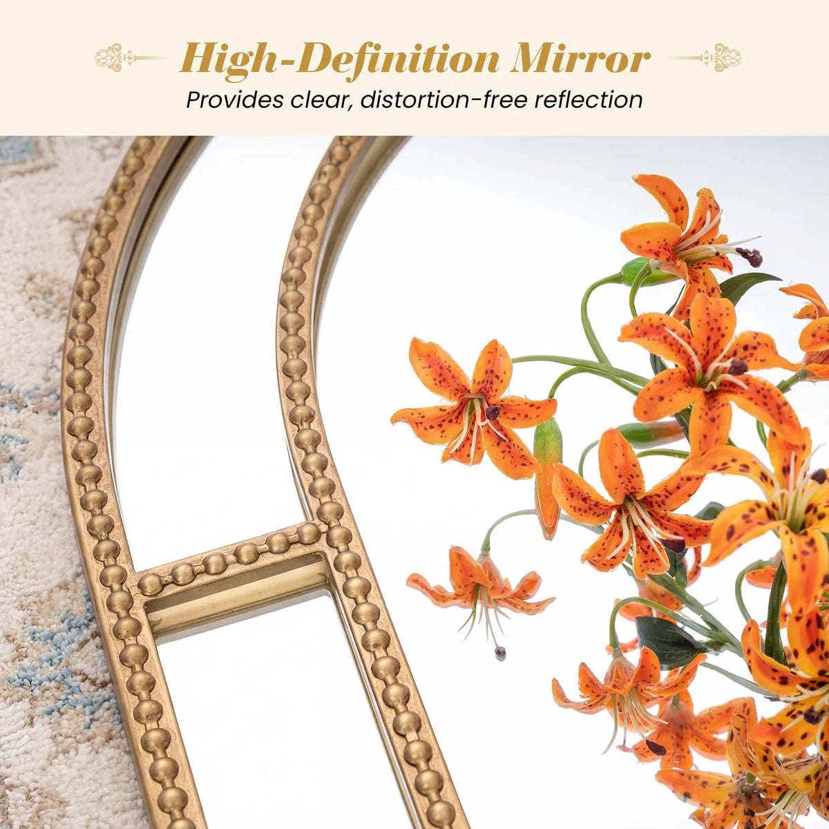Tangkula 35" x 23" Gold Arched Wall Mirror (Arched)