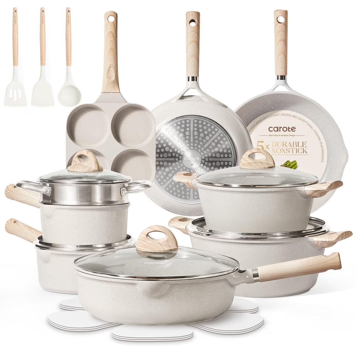 Carote Nonstick Cookware Set 21 - Piece, Kitchen Pots and Pans Set, Stay - Cool Handles - Product image 1